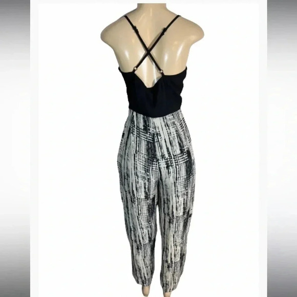 Pinky Jumpsuit black&cream print spaghetti strap sleeveless polyester size small - Picture 4 of 12